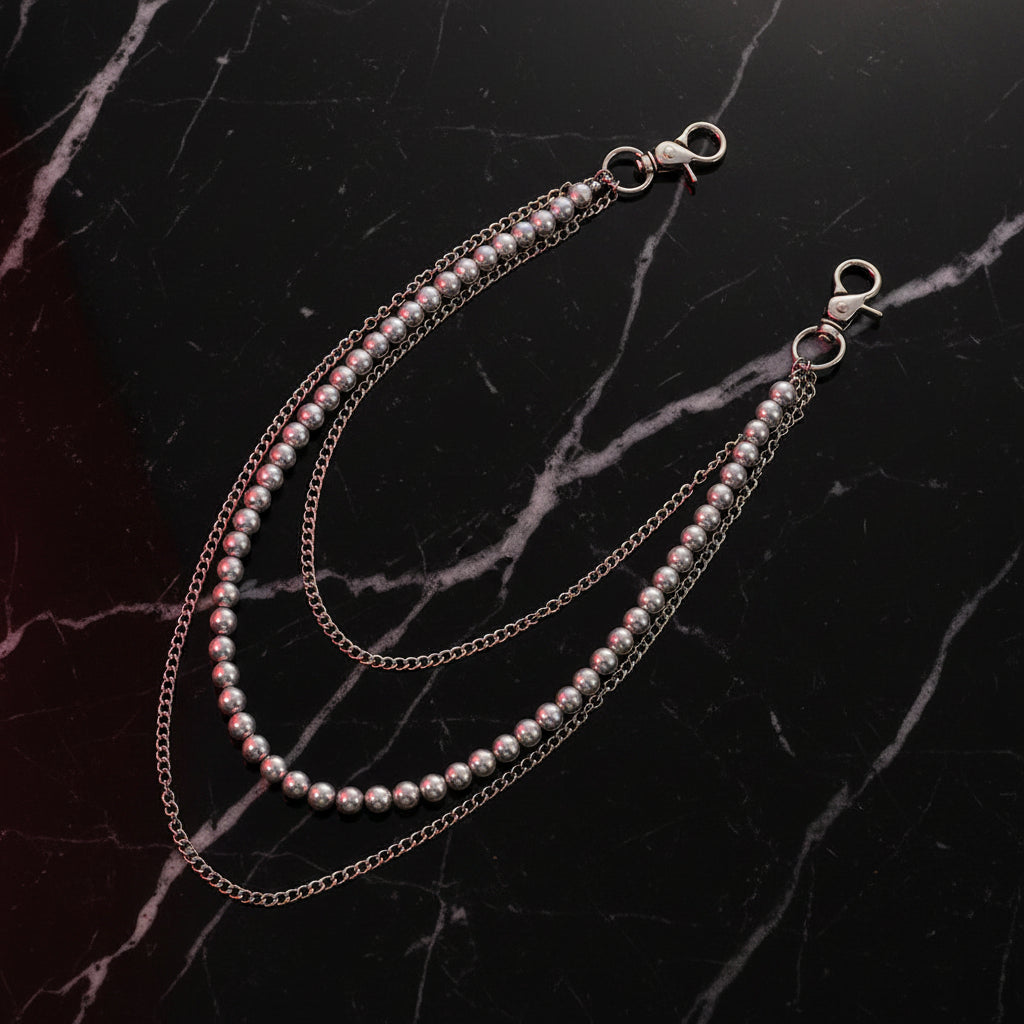 Disco Ball Wallet Chain — Pearl