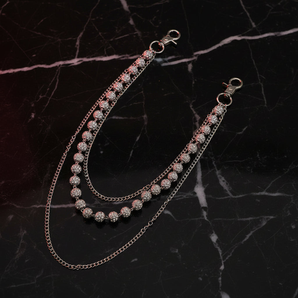 Disco Ball Wallet Chain — White