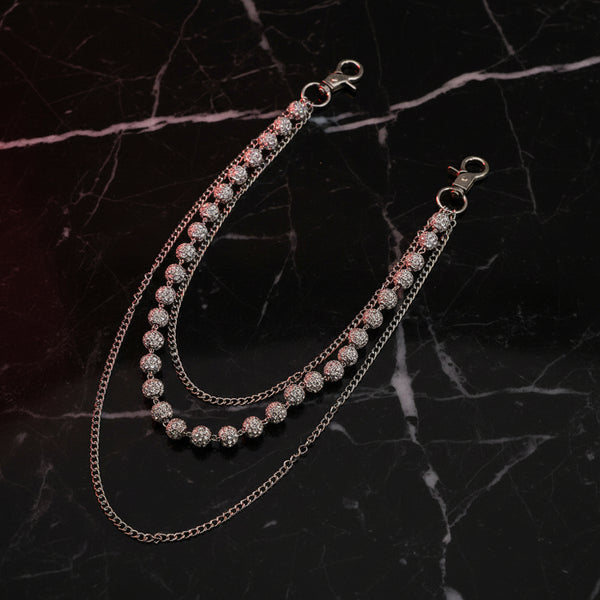 Disco Ball Wallet Chain — White